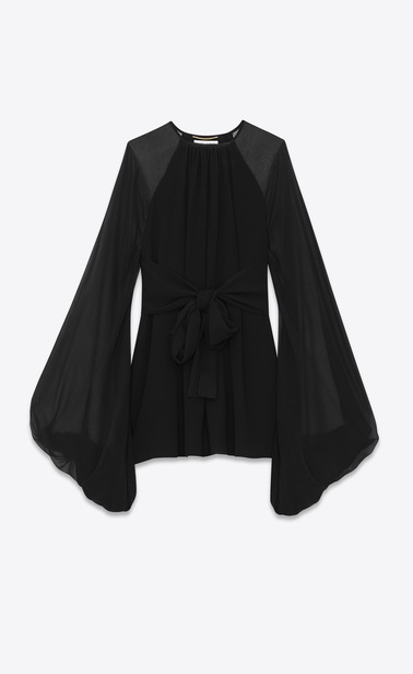 oversized sleeve dress in silk georgette
